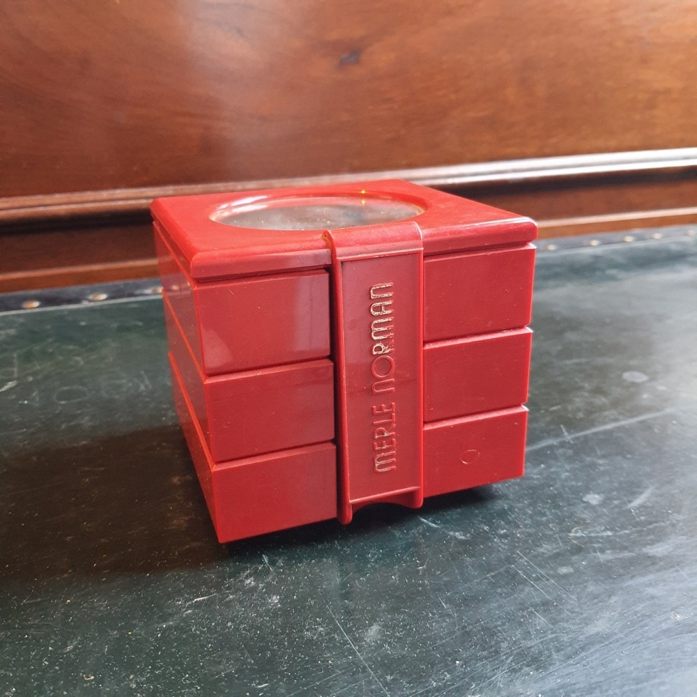 Vintage MERLE NORMAN Red Stacking Mirrored Top Acrylic Trinket / Make Up Box